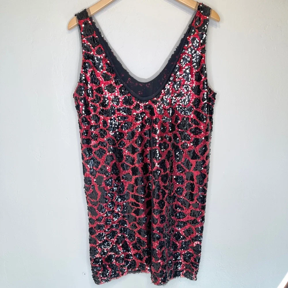 ZARA Animal Print Jewel Tone Sequin Embellished Glam Cocktail Holiday Mini Dress - Picture 8 of 16